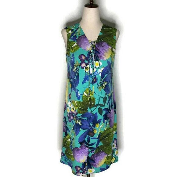 Dresses & Skirts - Vintage Regina Kravitz Stitch NY Floral Sleeveless Shift Dress V Neck Lined XS